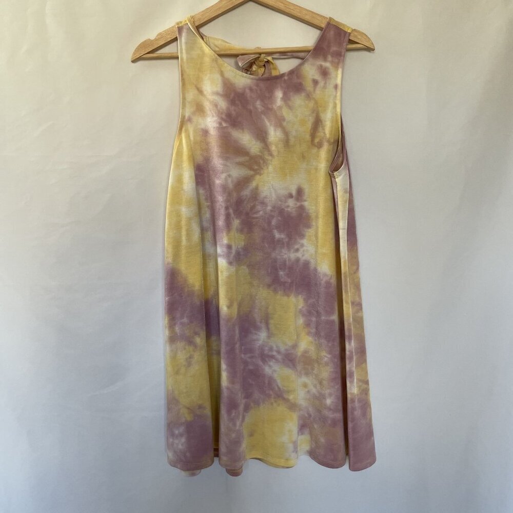 Hem & Thread purple and yellow tie dye women's size large cotton top open back